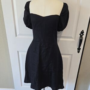 Reformation‎ Linen Puff Sleeve Sweetheart Dress Size: 10  P43